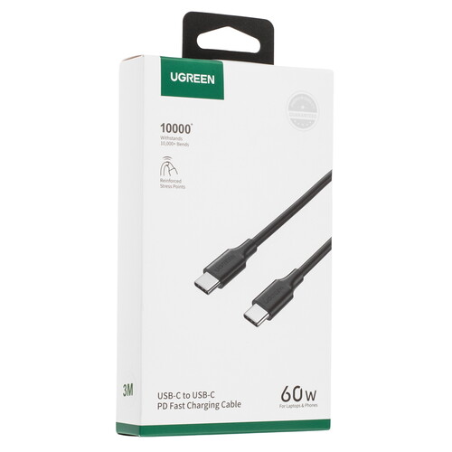 Купить Кабель круглый Ugreen USB Type-C - USB Type-C черный 3 м  9983449. Характеристики, отзывы и цены в Донецке