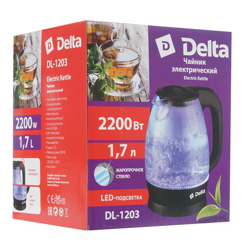 Купить Электрочайник Delta DL-1203 черный  7999509. Характеристики, отзывы и цены в Донецке