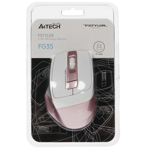Купить Мышь беспроводная A4Tech Fstyler FG35  розовый  8164175. Характеристики, отзывы и цены в Донецке
