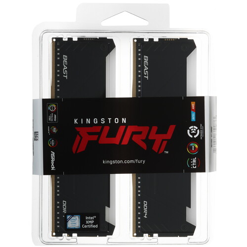 Купить Оперативная память Kingston FURY Beast Black RGB [KF432C16BB2AK2/16WP] 16 ГБ  5639138. Характеристики, отзывы и цены в Донецке