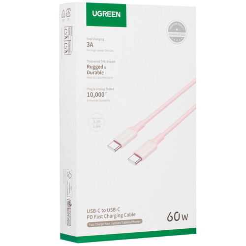 Купить Кабель круглый Ugreen USB Type-C - USB Type-C розовый 1 м  5624688. Характеристики, отзывы и цены в Донецке