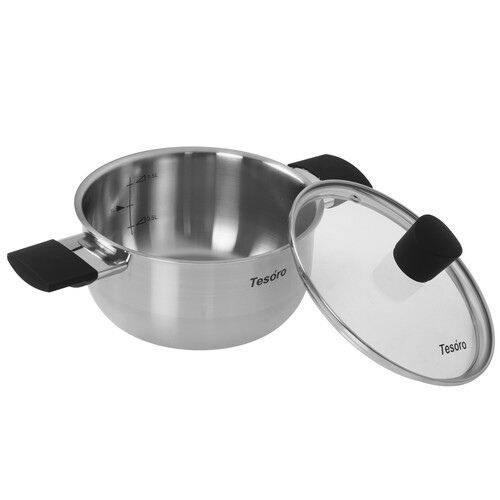 Купить Кастрюля Tesoro Modica КС520 2 л 18 см серебристый  9165215. Характеристики, отзывы и цены в Донецке