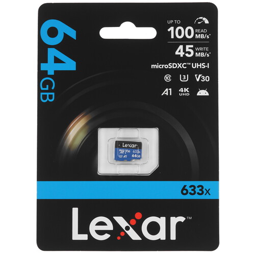 Купить Карта памяти Lexar High Performance 633x microSDXC 64 ГБ [LMS0633064G-BNNNG]  5471253. Характеристики, отзывы и цены в Донецке