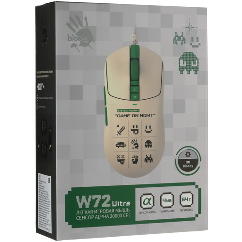Купить Мышь проводная A4Tech Bloody W72 Ultra Pixels Green  бежевый  5622032. Характеристики, отзывы и цены в Донецке