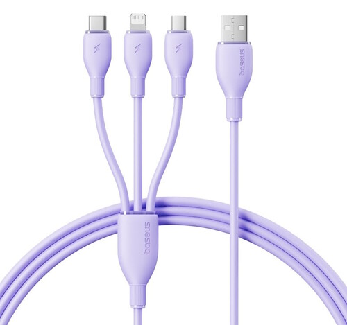 Купить Кабель круглый Baseus Lightning 8-pin, micro USB, USB Type-C - USB 2.0 Type-A фиолетовый 1.3 м  5627515. Характеристики, отзывы и цены в Донецке