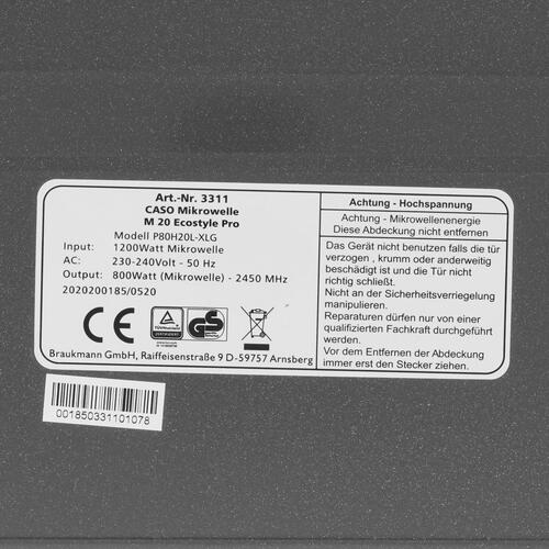 Купить Микроволновая печь CASO M 20 Ecostyle Pro серебристый  8195360. Характеристики, отзывы и цены в Донецке
