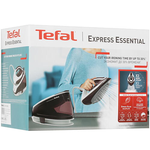 Купить Парогенератор Tefal Express Essential SV6120E0 бордовый  4765527. Характеристики, отзывы и цены в Донецке