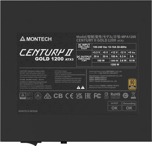 Купить Блок питания Montech CENTURY II 1200W  серый, черный  5619261. Характеристики, отзывы и цены в Донецке