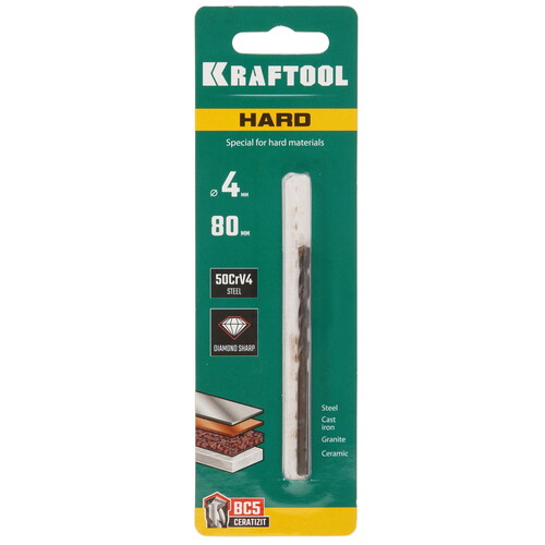 Купить Сверло спиральное KRAFTOOL 29177-080-4  9123244. Характеристики, отзывы и цены в Донецке
