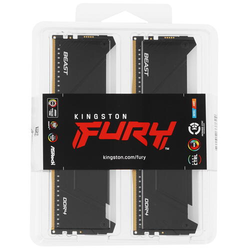 Купить Оперативная память Kingston FURY Beast Black RGB [KF436C18BB2AK2/32] 32 ГБ  5436299. Характеристики, отзывы и цены в Донецке