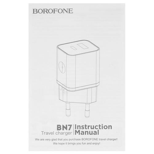 Купить Сетевое зарядное устройство Borofone BN7 белый  9244349. Характеристики, отзывы и цены в Донецке