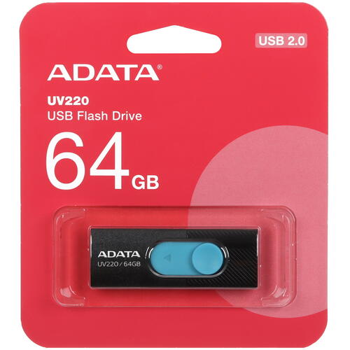 Купить Память USB Flash 64 ГБ A-Data UV220 [AUV220-64G-RBKBL]  5450131. Характеристики, отзывы и цены в Донецке