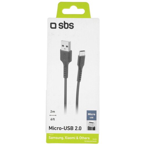 Купить Кабель круглый SBS micro USB - USB 2.0 Type-A черный 2 м  5471864. Характеристики, отзывы и цены в Донецке