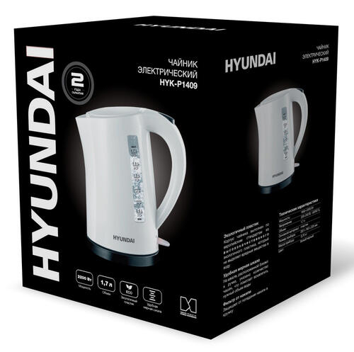 Купить Электрочайник Hyundai HYK-P1409 белый  9091245. Характеристики, отзывы и цены в Донецке