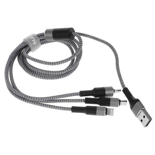 Купить Кабель круглый TFN Lightning 8-pin, micro USB, USB Type-C - USB 2.0 Type-A серый 1.2 м  5009523. Характеристики, отзывы и цены в Донецке