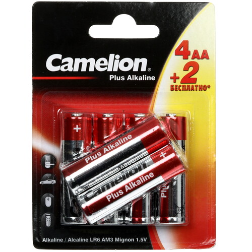 Купить Батарейка Camelion Plus Alkaline 4+2LR6-BP AA (LR6/ER14505/FR6/R6P)  9117715. Характеристики, отзывы и цены в Донецке