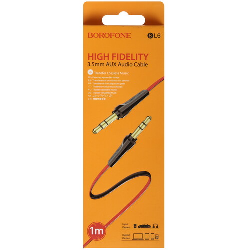 Купить Кабель   Borofone jack 3.5 мм - jack 3.5 мм красный  9238000. Характеристики, отзывы и цены в Донецке