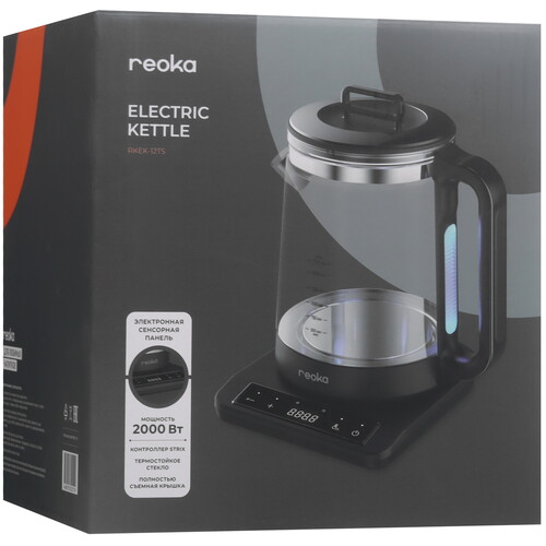 Купить Электрочайник Reoka RKEK-12TS черный  9137944. Характеристики, отзывы и цены в Донецке