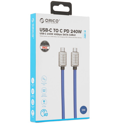 Купить Кабель круглый ORICO USB Type-C - USB Type-C синий 1 м  5628016. Характеристики, отзывы и цены в Донецке