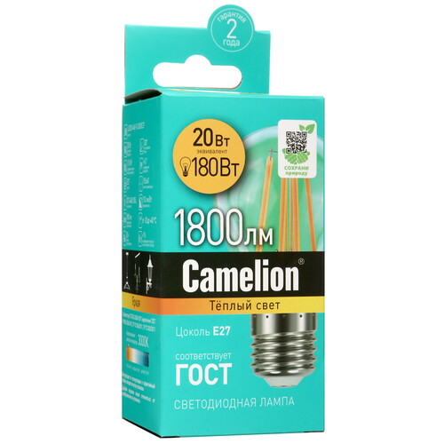 Купить Лампа светодиодная Camelion LED20-A60-FL/830/E27  5418349. Характеристики, отзывы и цены в Донецке