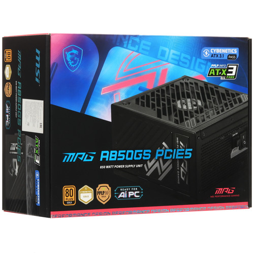 Купить Блок питания MSI MPG A850GS PCIE5  черный  5621770. Характеристики, отзывы и цены в Донецке