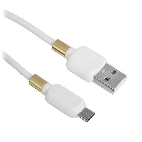 Купить Кабель круглый Borofone micro USB - USB 2.0 Type-A белый 1 м  5475184. Характеристики, отзывы и цены в Донецке