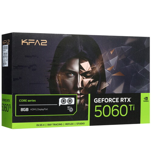 Купить Видеокарта KFA2 GeForce RTX 5060 Ti CORE OC 2FAN LED Black [56ISN8MDCPCK]  5623317. Характеристики, отзывы и цены в Донецке