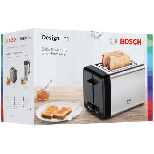 Купить Тостер Bosch DesignLine TAT4P420 серебристый  8172086. Характеристики, отзывы и цены в Донецке