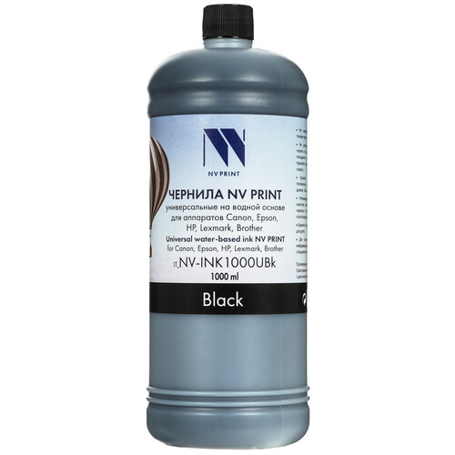 Купить Чернила водорастворимые NV Print NV-INK1000UBk черный  9133617. Характеристики, отзывы и цены в Донецке