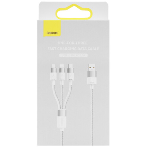 Купить Кабель круглый Baseus Lightning 8-pin, micro USB, USB Type-C - USB 2.0 Type-A белый 1.2 м  5627618. Характеристики, отзывы и цены в Донецке