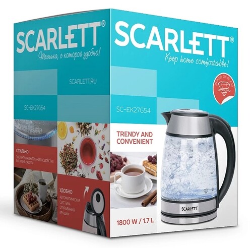Купить Электрочайник Scarlett SC-EK27G54 серебристый  9282511. Характеристики, отзывы и цены в Донецке