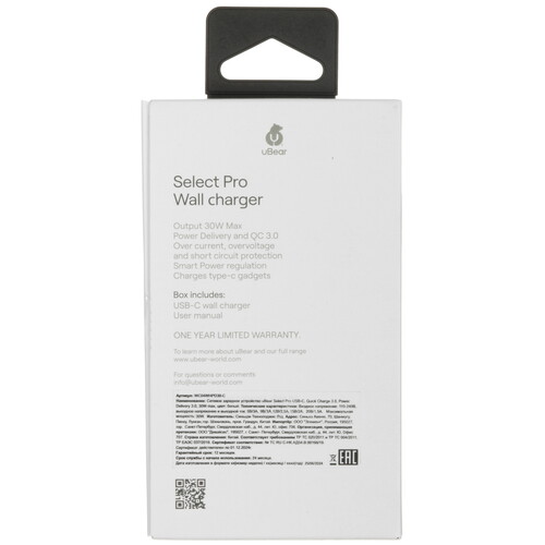 Купить Сетевое зарядное устройство uBear Select Pro белый  5466107. Характеристики, отзывы и цены в Донецке