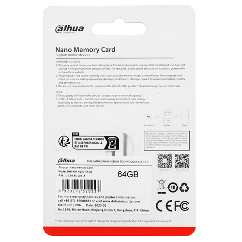 Купить Карта памяти Dahua nanoSD 64 ГБ [DHI-NM-N100-64GB]  9138552. Характеристики, отзывы и цены в Донецке
