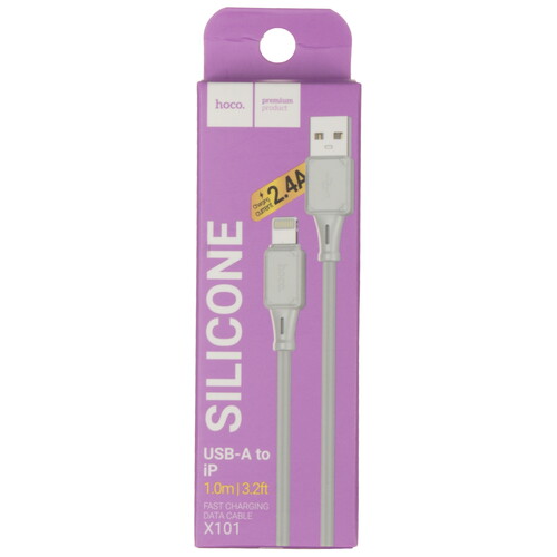 Купить Кабель круглый Hoco Lightning 8-pin - USB 2.0 Type-A серый 1 м  9244393. Характеристики, отзывы и цены в Донецке