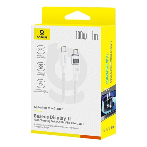 Купить Кабель круглый Baseus USB Type-C - USB Type-C белый 1 м  5627685. Характеристики, отзывы и цены в Донецке