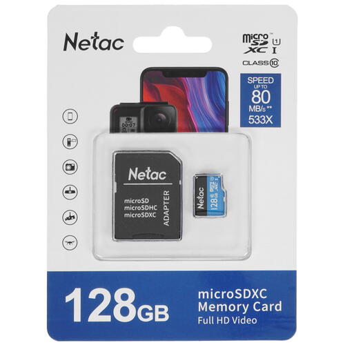 Купить Карта памяти Netac P500 microSDXC 128 ГБ [NT02P500STN-128G-R]  4821300. Характеристики, отзывы и цены в Донецке