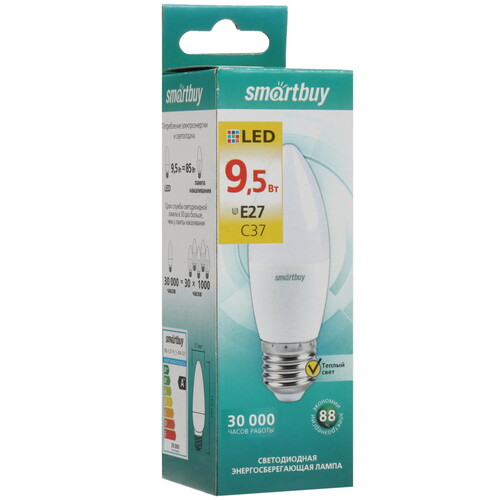 Купить Лампа светодиодная Smartbuy SBL-C37-9_5-30K-E27  9104985. Характеристики, отзывы и цены в Донецке