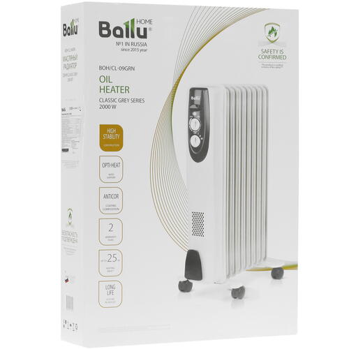 Купить Масляный обогреватель Ballu BOH/CL-09GRN белый  5336228. Характеристики, отзывы и цены в Донецке