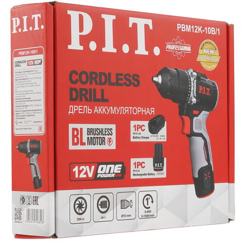Купить Дрель-шуруповерт P.I.T. PBM12K-10B/1 X-DRIVER OnePower 12V  9086502. Характеристики, отзывы и цены в Донецке