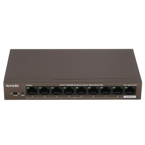 Купить Коммутатор Tenda TEF1109P-8-63W  4858206. Характеристики, отзывы и цены в Донецке