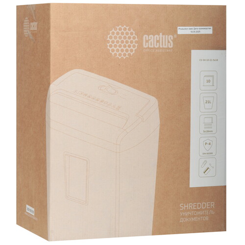 Купить Уничтожитель бумаг Cactus CS-SH-10-21-5X18  9073811. Характеристики, отзывы и цены в Донецке