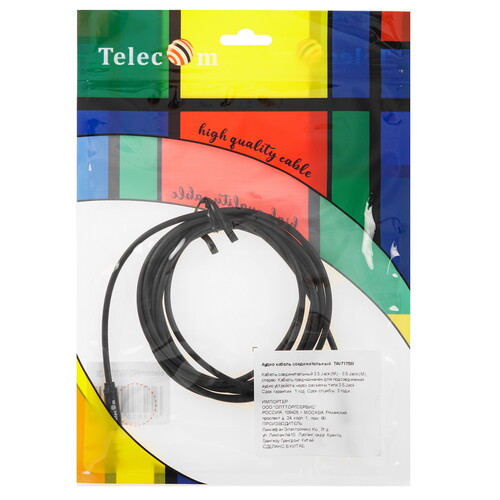 Купить Кабель   Telecom jack 3.5 мм - jack 3.5 мм черный  5602593. Характеристики, отзывы и цены в Донецке