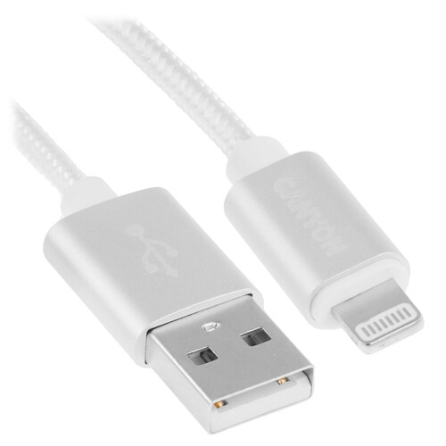 Купить Кабель круглый Canyon Lightning 8-pin MFI - USB 2.0 Type-A белый 1 м  9134309. Характеристики, отзывы и цены в Донецке