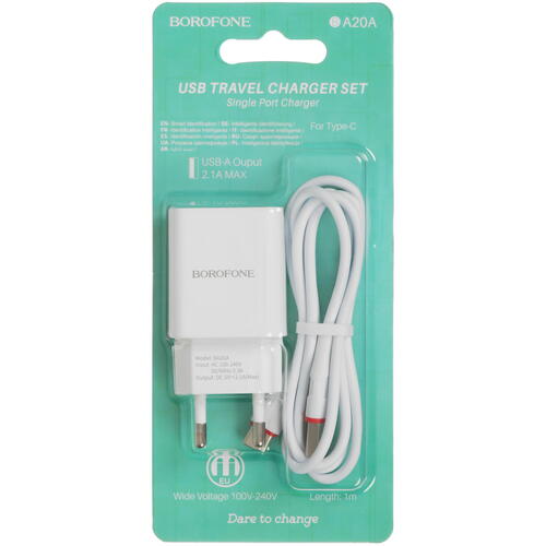 Купить Сетевое зарядное устройство Borofone BA20A Sharp белый  5367547. Характеристики, отзывы и цены в Донецке