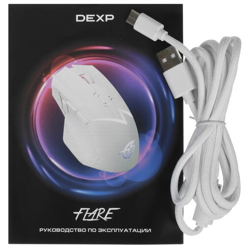 Купить Мышь беспроводная/проводная DEXP Flare  белый  5400609. Характеристики, отзывы и цены в Донецке