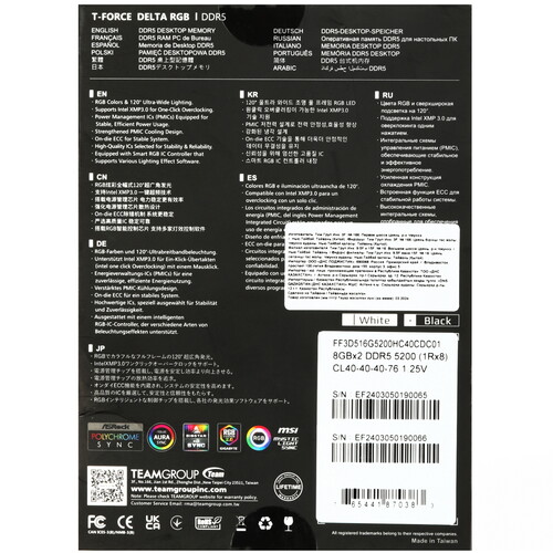 Купить Оперативная память Team Group T-Force Delta RGB [FF3D516G5200HC40CDC01] 16 ГБ  5449581. Характеристики, отзывы и цены в Донецке