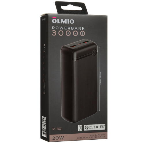 Купить Портативный аккумулятор Olmio P-30 черный  5466474. Характеристики, отзывы и цены в Донецке