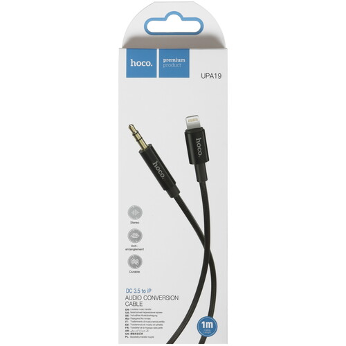 Купить Кабель   Hoco Lightning - jack 3.5 мм черный  5474943. Характеристики, отзывы и цены в Донецке