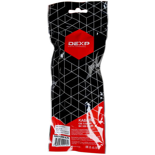 Купить Кабель питания DEXP IEC 320 C7 - CEE 7/16  1281282. Характеристики, отзывы и цены в Донецке
