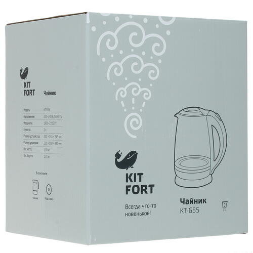 Купить Электрочайник Kitfort KT-655 черный  8142689. Характеристики, отзывы и цены в Донецке